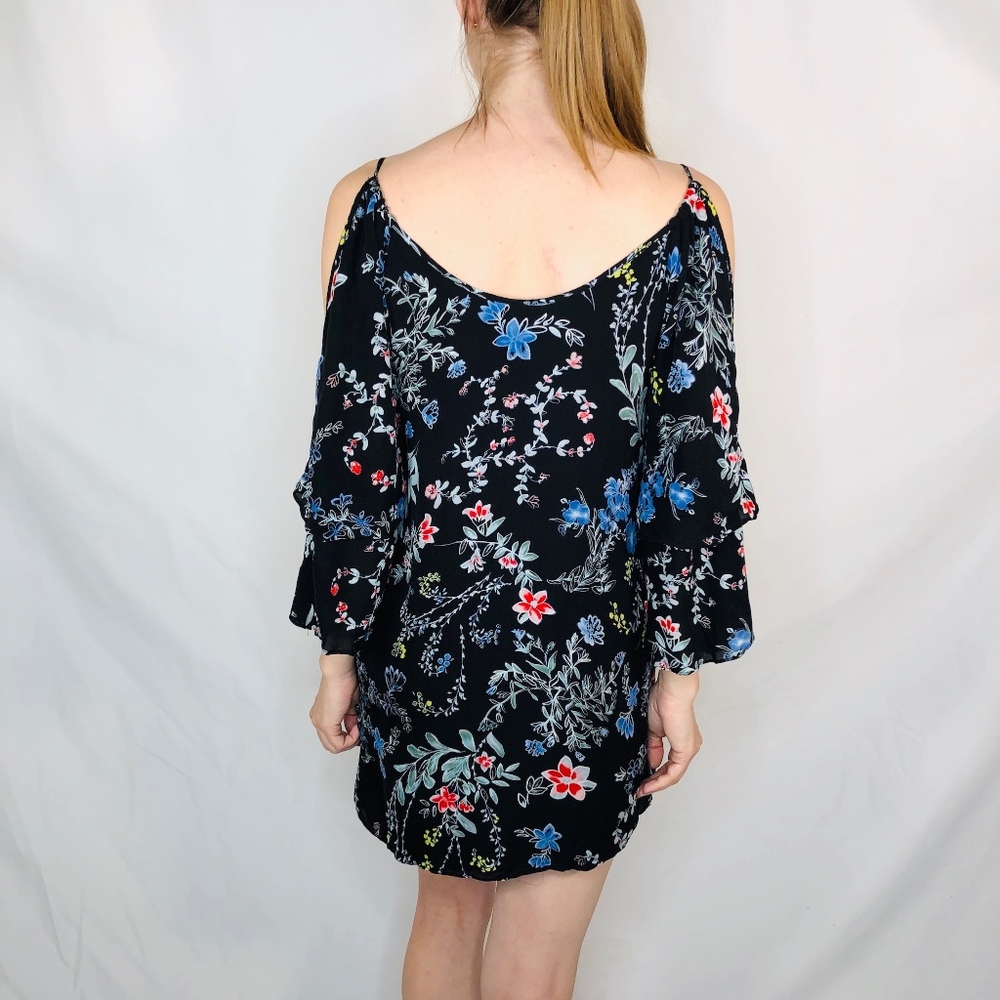 Parker Floral Open Shoulder Mini Dress Silk 0702 - Picture 3 of 7